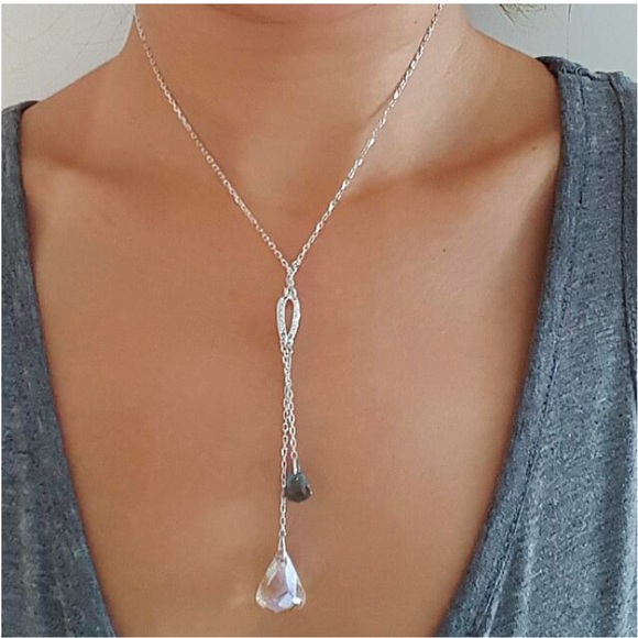 Swarovski Silver Necklace with Blue Crystal - Picture 3 of 4